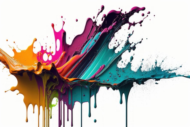 Splashes of colored paint isolated on a white background