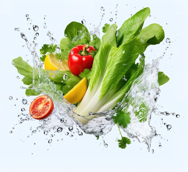 Splashes of fruits on the water Fresh fruits and vegetables are removed when they are submerged