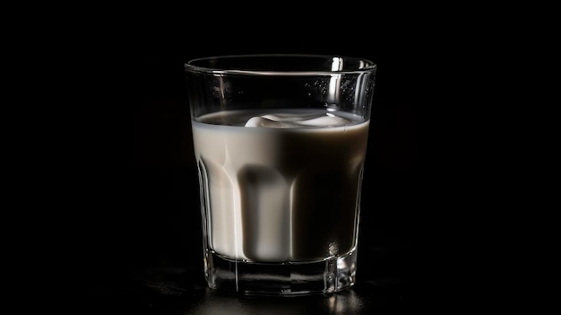 Splashes of milkmilk in a glassblack background