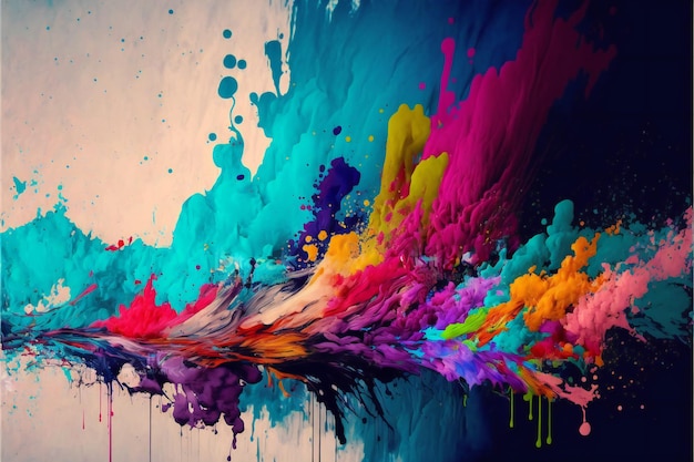 Splashes of multicolor paint creative digital illustration painting