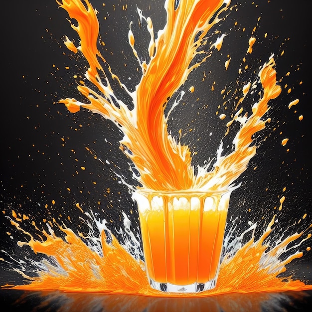 Splashes of orange juice Generative AI