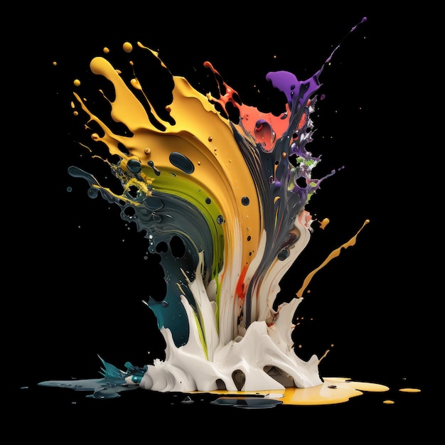 Splashes splashes of multicolored paints Generative AI