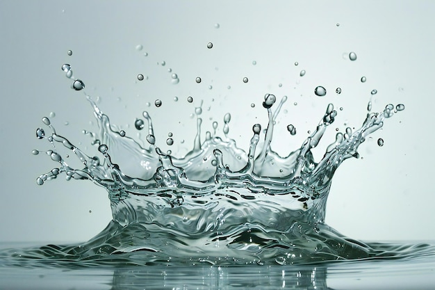 Splashes of water on a white background closeup of photo