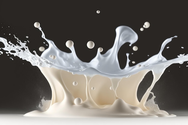 Splashing milk professional food photo close up generative AI