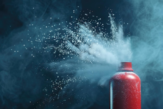 Photo splashing powder particles coming from the spray can 3d rendering