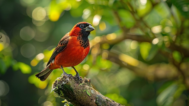 Splendid Northern Red Bishop Bird Adorning the Branches