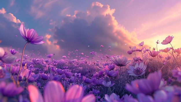 Splendid Purple Blossoms Adorning a Vast Field