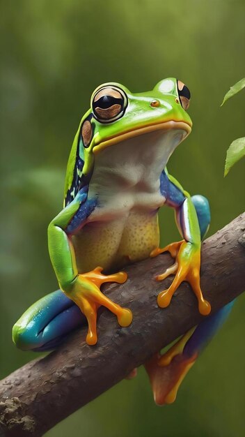 Splendid tree frog on a branch