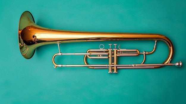 Photo splendid trombone isolated on flat background