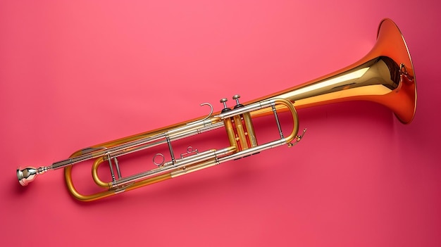 Photo splendid trombone isolated on flat background