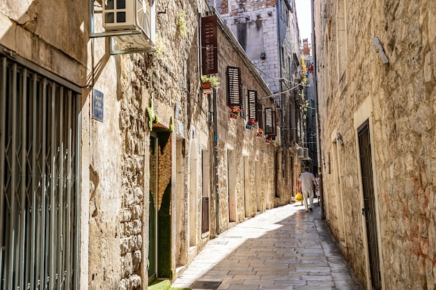 Split Croatia   View of the old city of Split Mediterranean architecture narrow streets