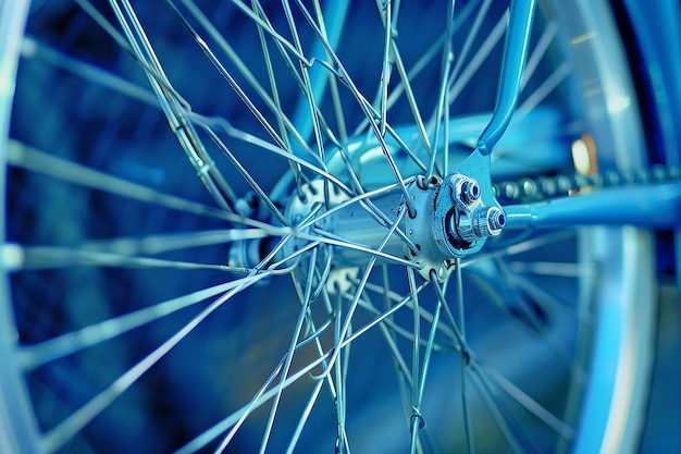 Photo a spoked bicycle wheel with spokes on it