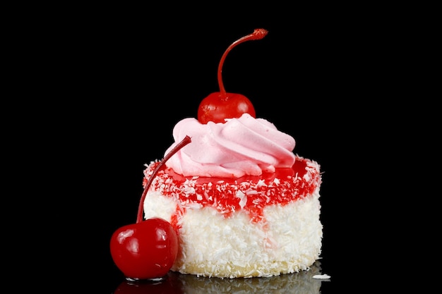 Sponge cake with cherry Pink cupcake