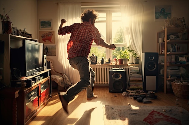 Photo spontaneous dance in the living room