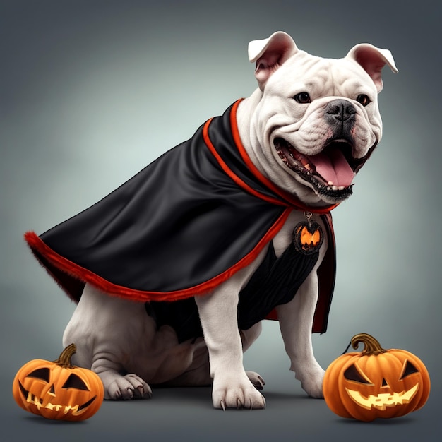 Spooky American Bully Halloween Flair in Intricate Detail