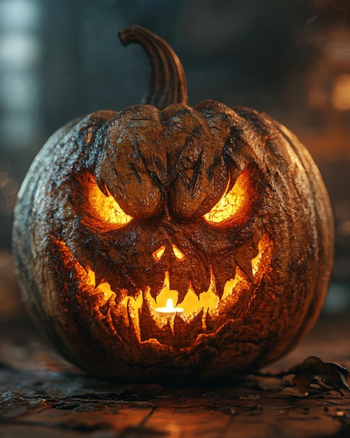 Spooky carved pumpkin