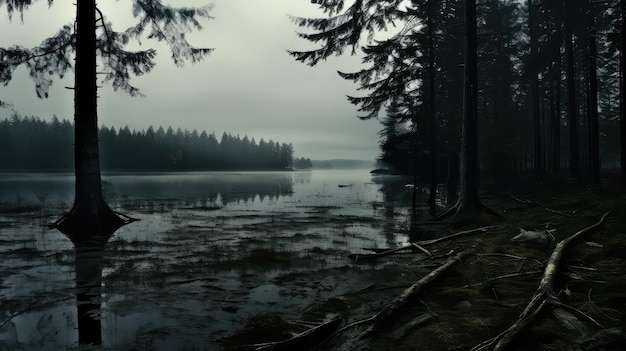 Spooky creepy lake