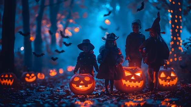 A Spooky Family Halloween Party High Resolution Image Capturing the Fun and Spooky Atmosphere of Ce