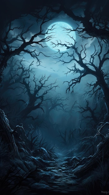 spooky forest commemorating Halloween