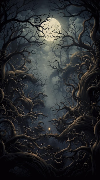 spooky forest commemorating Halloween