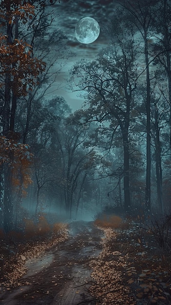 Spooky Forest Path AI Generative