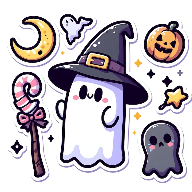 Photo spooky ghost sticker for a fun halloween celebration