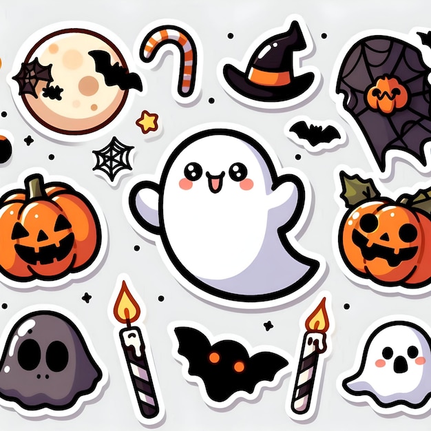 Photo spooky ghost sticker for a fun halloween celebration