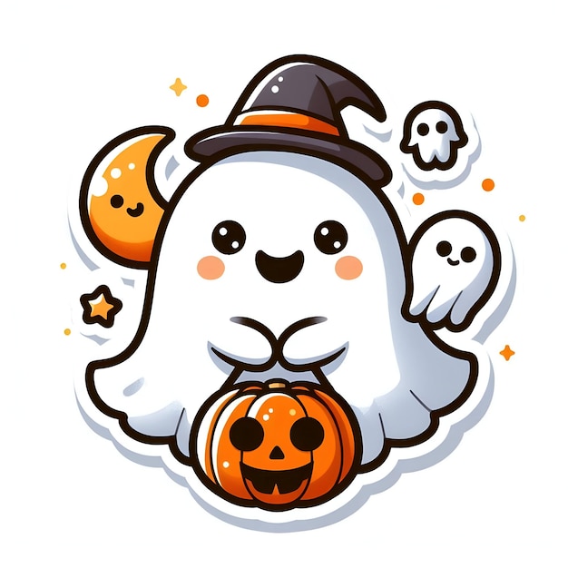 Photo spooky ghost sticker for a fun halloween celebration