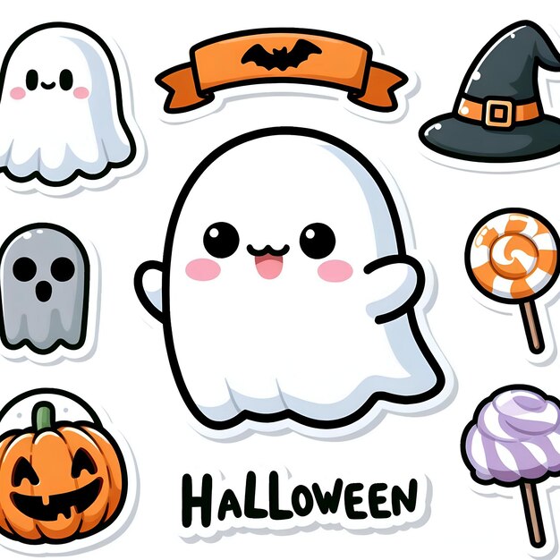 Photo spooky ghost sticker for a fun halloween celebration