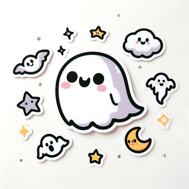 Photo spooky ghost sticker for a fun halloween celebration