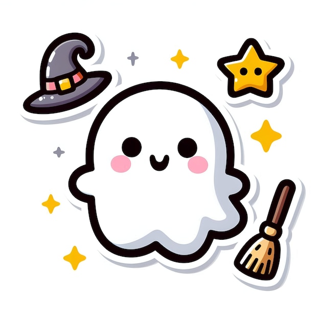 Photo spooky ghost sticker for a fun halloween celebration