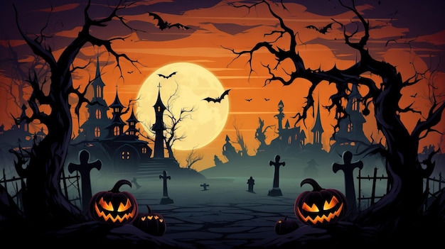 Spooky halloween border clipart Ai generated high resolution Halloween illustration on white background