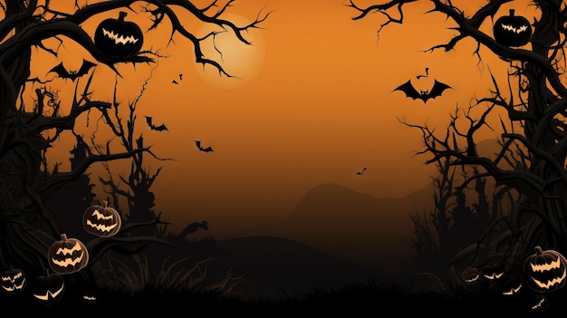 Spooky halloween border clipart Ai generated high resolution Halloween illustration on white background