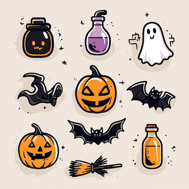 Spooky Halloween Clip Art Enchanting Pumpkins Ghosts and Potions for Eerie Design Magic