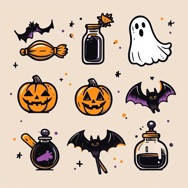 Photo spooky halloween clip art enchanting pumpkins ghosts and potions for eerie design magic