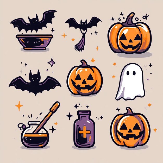 Spooky Halloween Clip Art Enchanting Pumpkins Ghosts and Potions for Your Eerie Designs