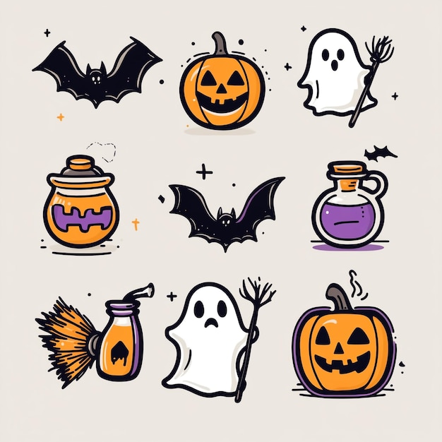 Spooky Halloween Clip Art Enchanting Pumpkins Ghosts and Potions for Your Eerie Designs