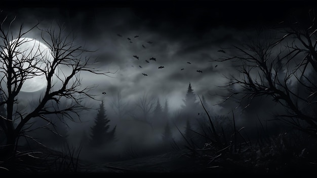 Photo spooky halloween cobweb background with realistic spiders in dark eerie design