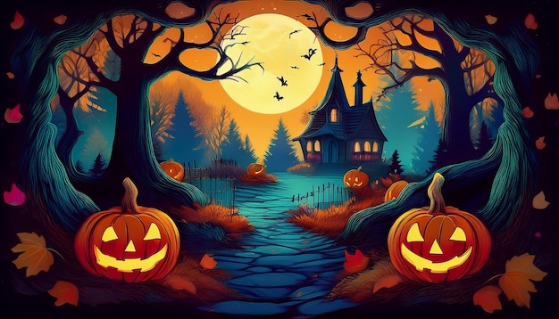 Spooky Halloween designs ghosts pumpkins witches and creepy scenes for festive scary decorations