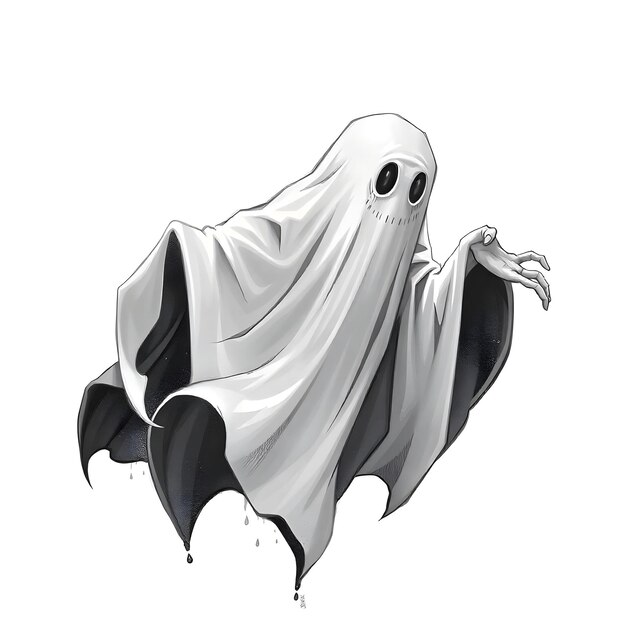 Photo spooky halloween ghost floating with mystical creatures