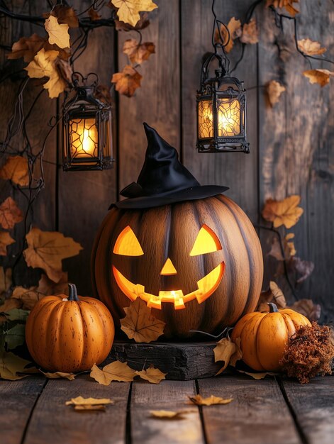 Photo spooky halloween images pumpkins