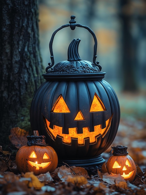 Photo spooky halloween images pumpkins