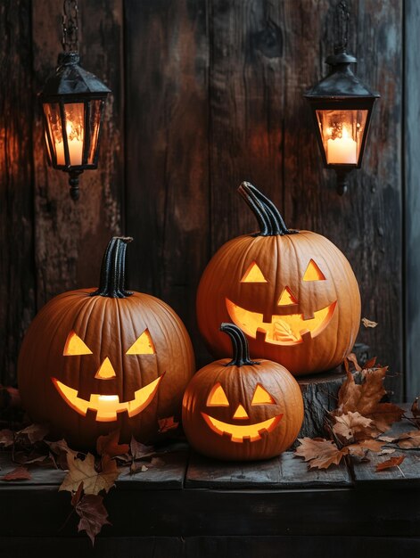 Photo spooky halloween images pumpkins