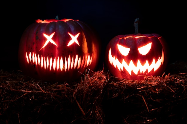 Photo spooky halloween pumpkin carving