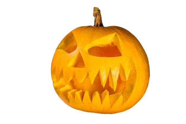 Spooky halloween pumpkin isolated on a white background