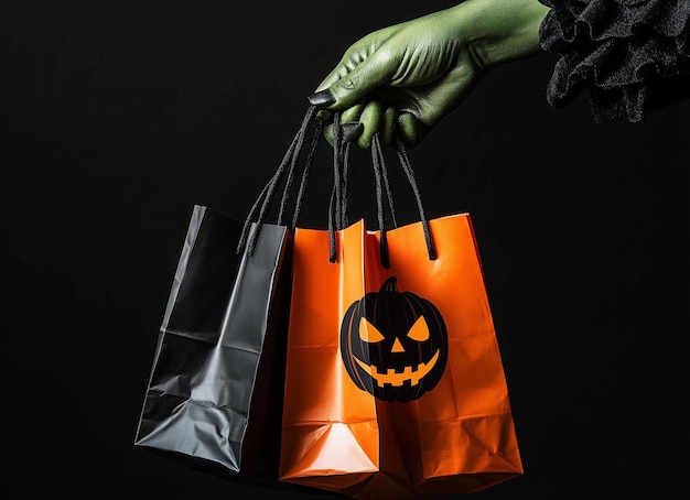 Photo spooky halloween shopping bag