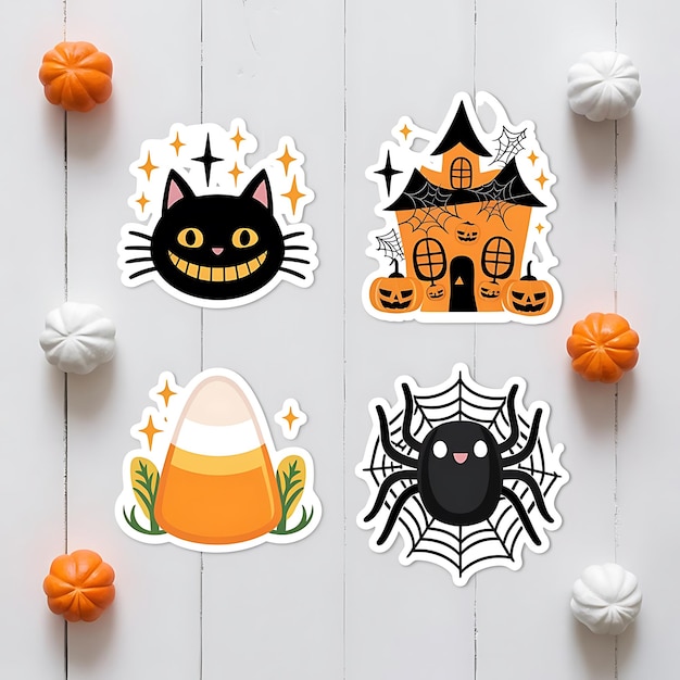 Photo spooky halloween stickers collectio