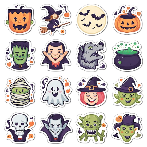 Photo spooky halloween stickers collectio