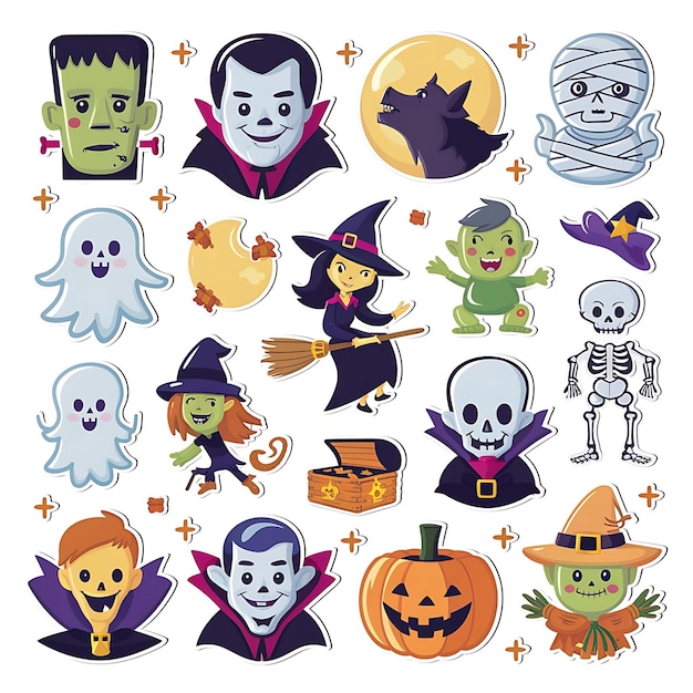 Photo spooky halloween stickers collectio