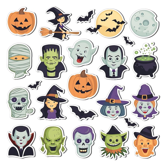 Photo spooky halloween stickers collectio